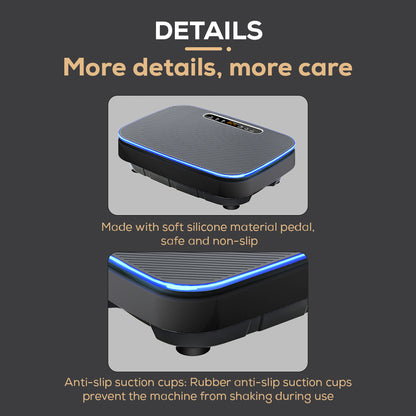 Smart Vibration Platform with Remote Control – LCD Display, 120 Speed Levels, Bluetooth Speaker