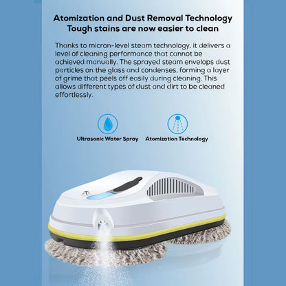 Automatic Window Cleaning Robot with Dual Rotating Pads and Safety Rope