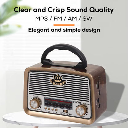 Retro Bluetooth Speaker Radio with FM/AM/SW, USB & TF Card Support