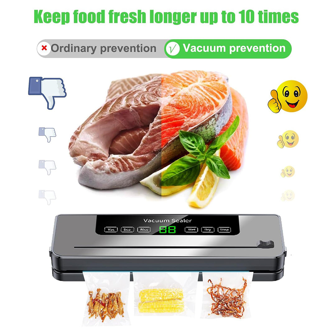 Automatic Vacuum Sealer Machine with LED Display and Dry/Wet Modes