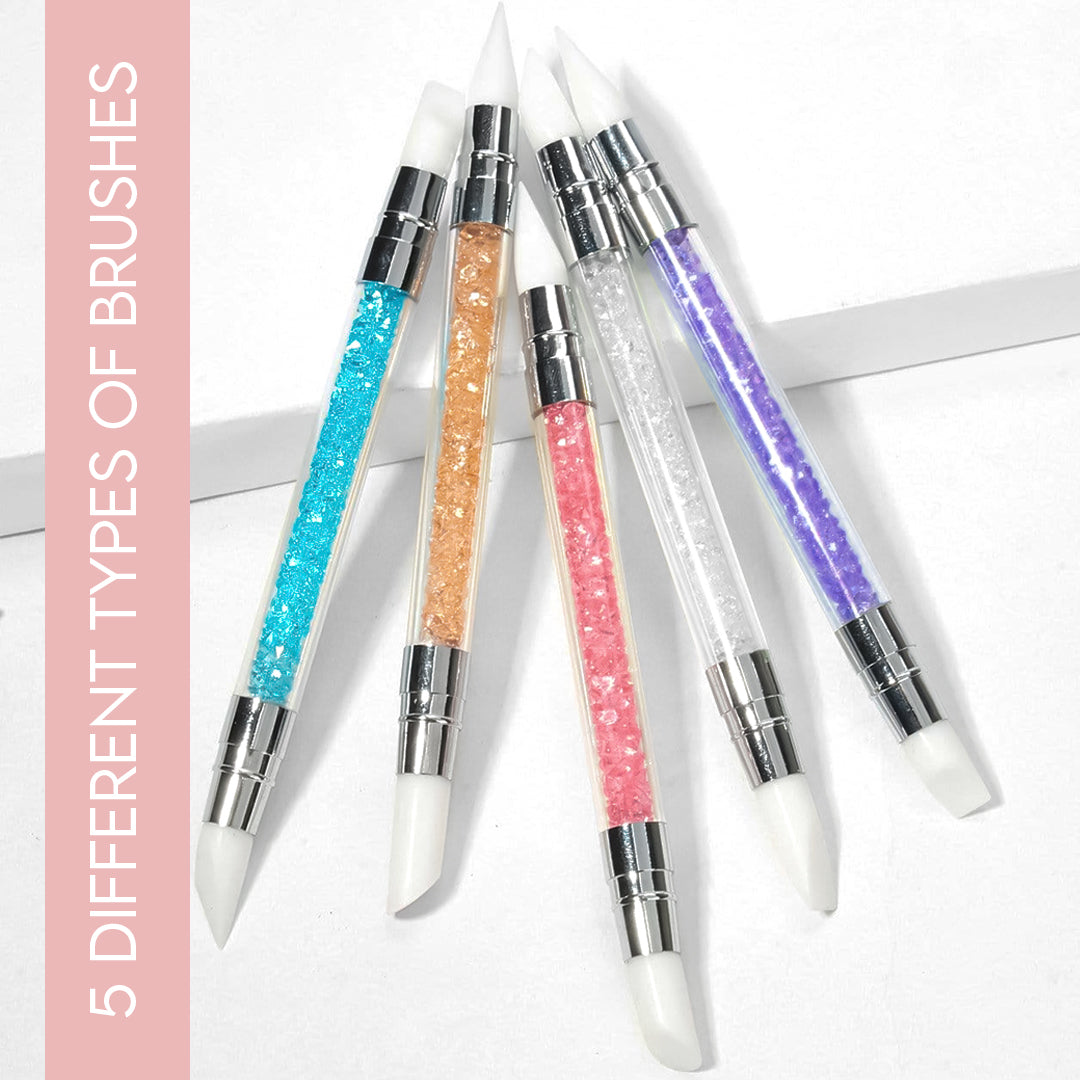 5 PCS Nail Art Set with Brushes (Colourful)