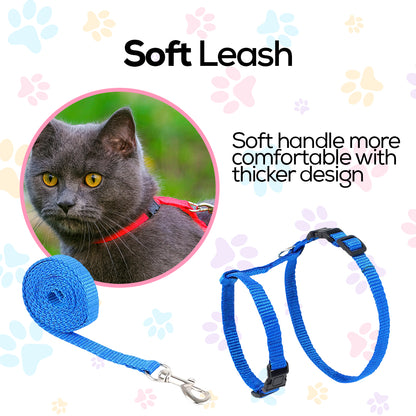 Comfortable Adjustable Cat Harness (Blue)