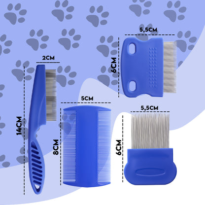 Durable 4 PCS Stainless Steel Flea Comb Set for Pets