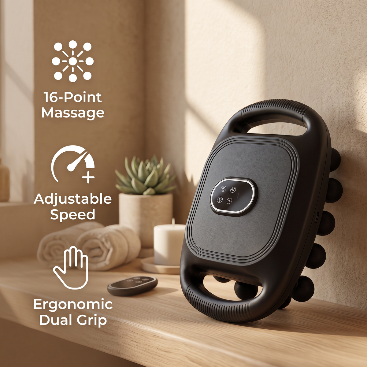 Rechargeable Handheld Body Massager – 16-Head Deep Tissue Massager for Back, Neck, Legs & Full Body | USB-C Cordless Portable Massage Device
