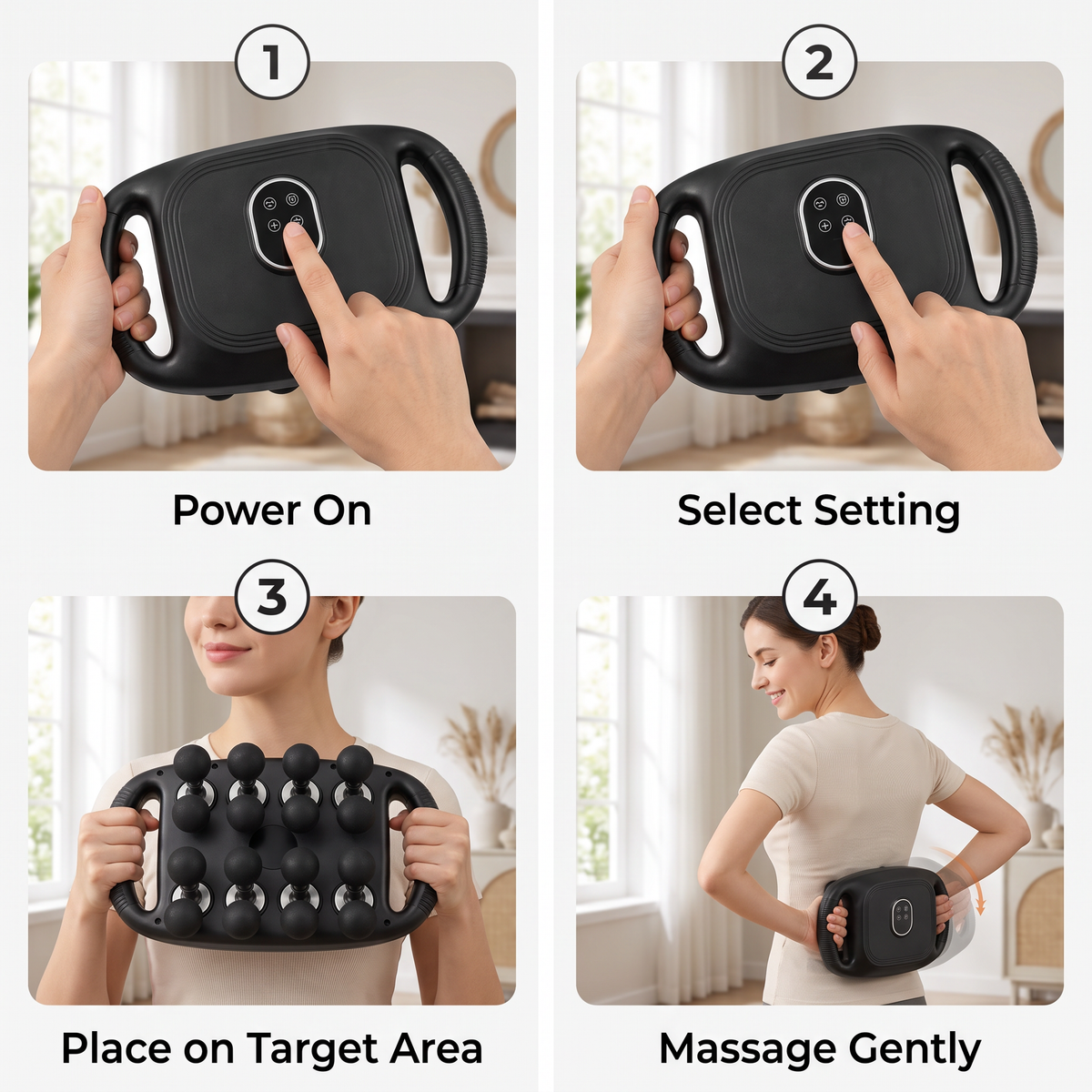 Rechargeable Handheld Body Massager – 16-Head Deep Tissue Massager for Back, Neck, Legs & Full Body | USB-C Cordless Portable Massage Device