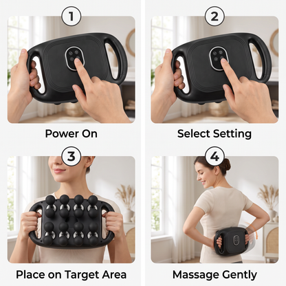 Rechargeable Handheld Body Massager – 16-Head Deep Tissue Massager for Back, Neck, Legs & Full Body | USB-C Cordless Portable Massage Device