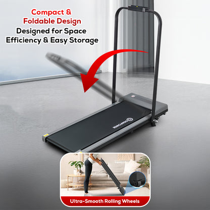 Compact Folding Walking & Running Treadmill Machine, 150 kg Capacity, App Control, 5.2% Manual Incline & Ultra-Quiet Motor