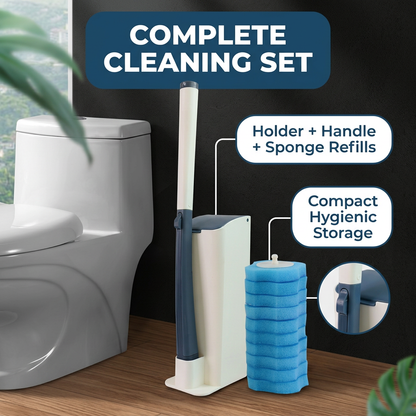 Disposable Toilet Cleaning Brush with 8 Replaceable Sponge Pads – Easy Use & Hygienic Bathroom Cleaner