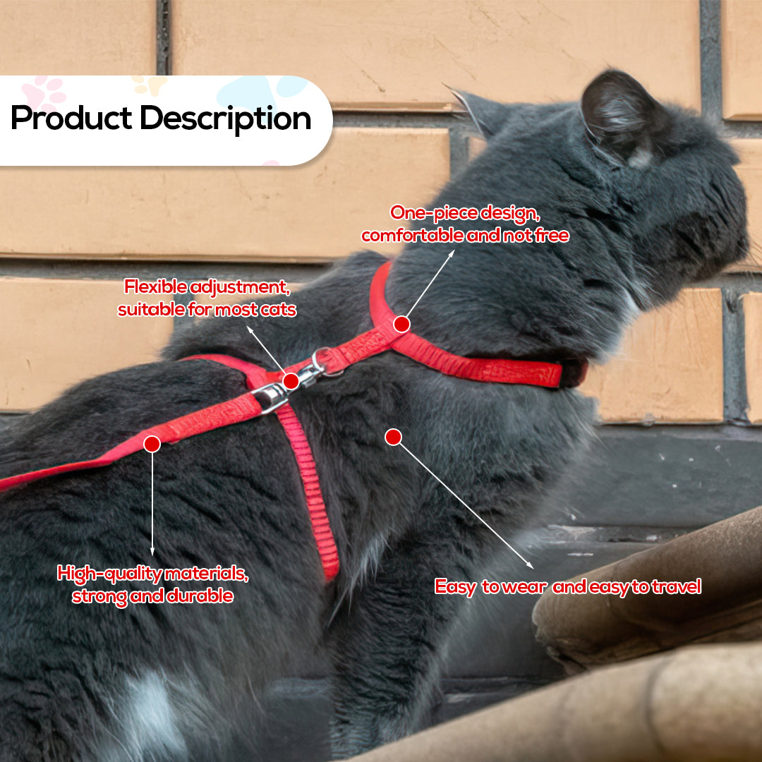 Comfortable Adjustable Cat Harness (Pink)