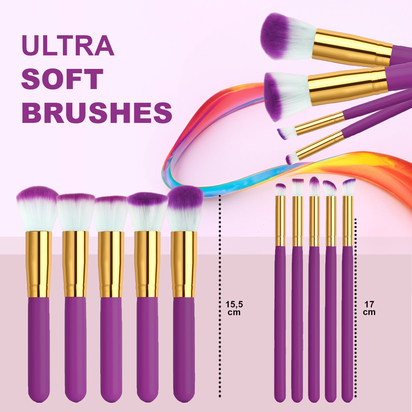 10 PCS Professional Makeup Brush Set (Purple)