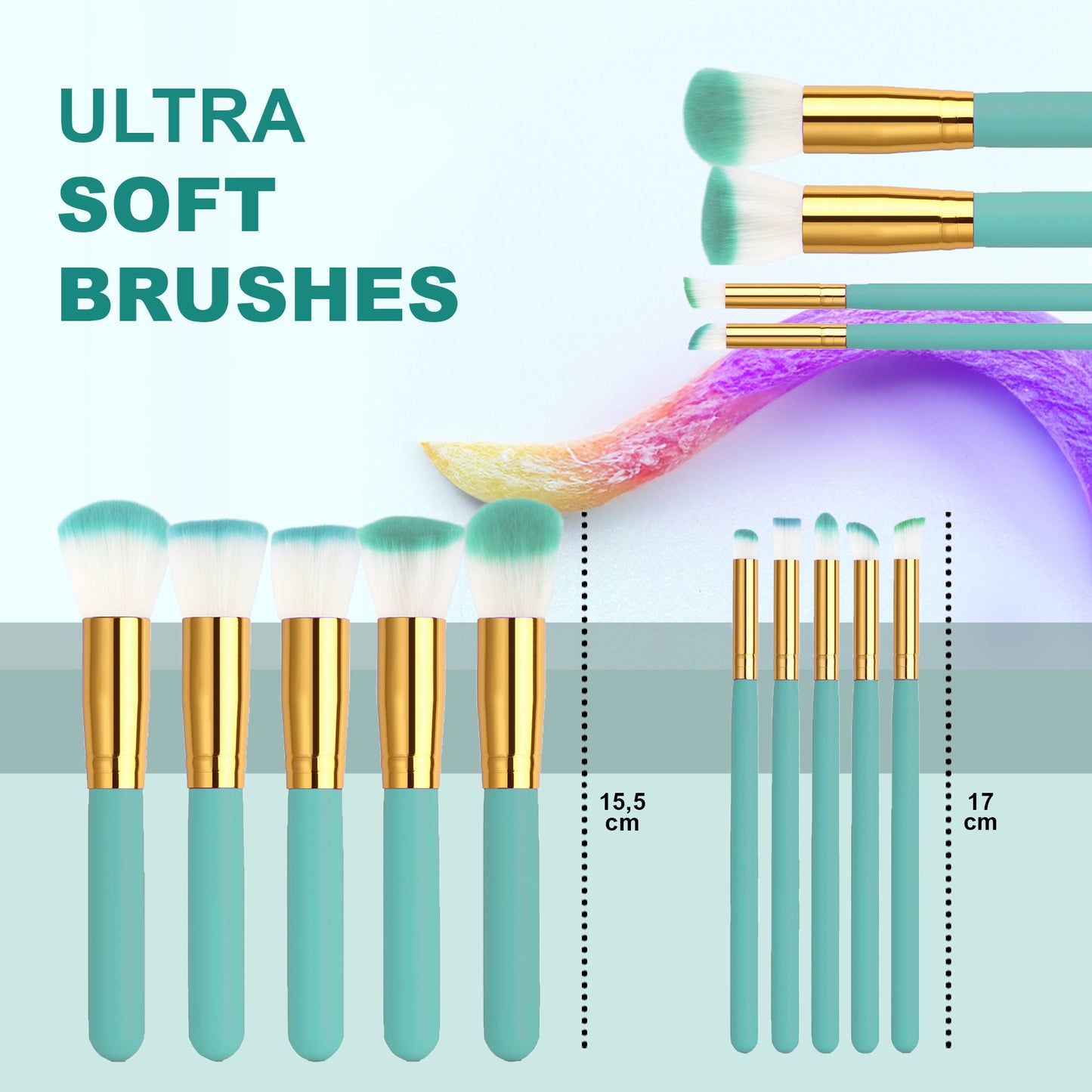 10 PCS Professional Makeup Brush Set (Green)