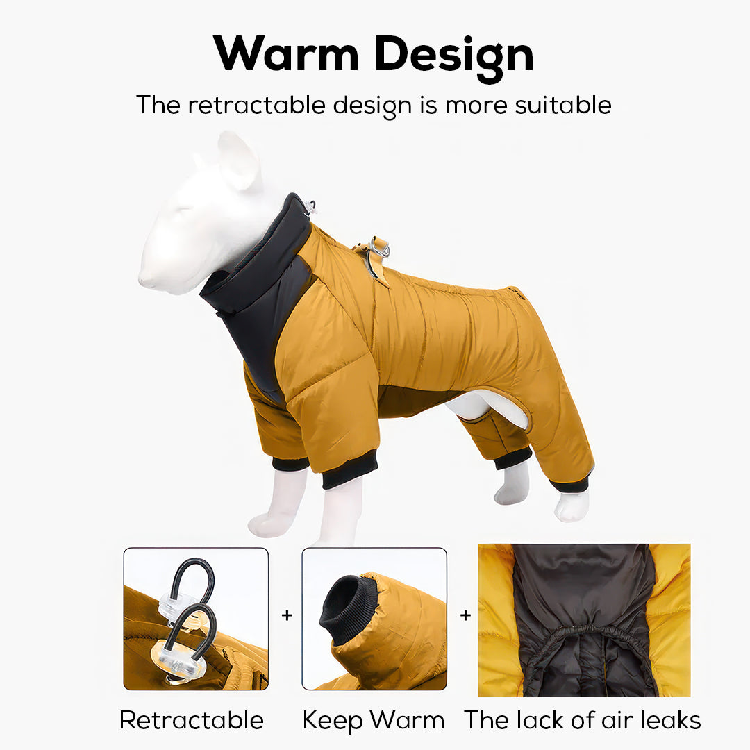 M Size Windproof & Waterproof Full Body Warm Dog Coat (Blue)