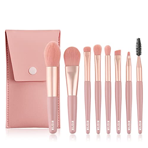 Professional 8 Piece Makeup Brush Set with Bag in Pink