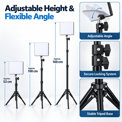 LED Fill Light with Adjustable Tripod Stand, USB Powered Dimmable Panel Light with 3 Lighting Modes, Portable Video Light for Live Streaming, Makeup, Photography, Content Creation & Video Calls