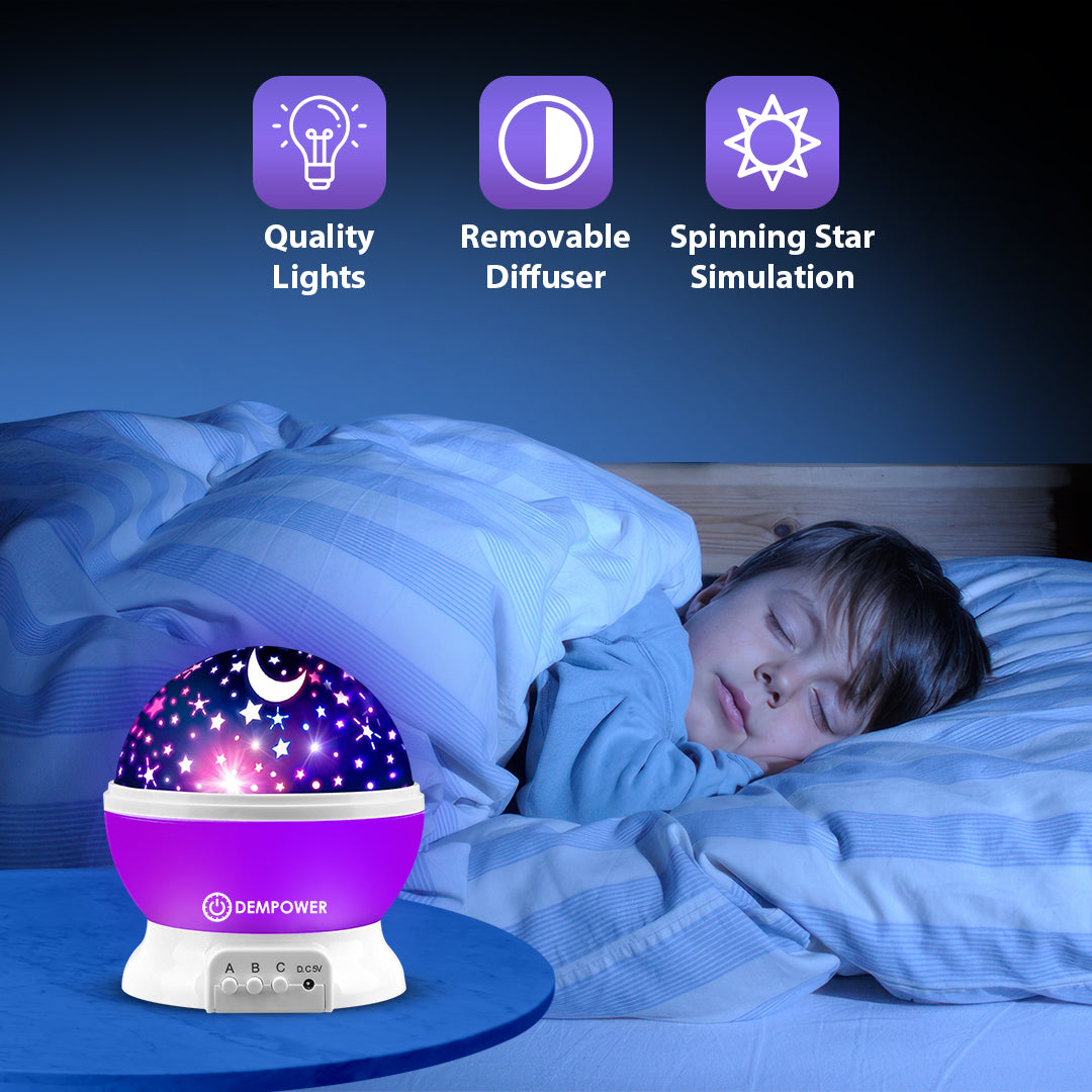 360° Rotation Star Projector Night Light (Purple)