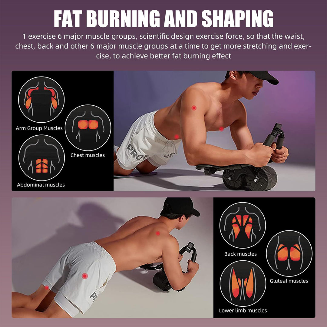 Ab Roller with Elbow Support and Digital Counter – Abs, Arms, Back and Chest Exercise Equipment