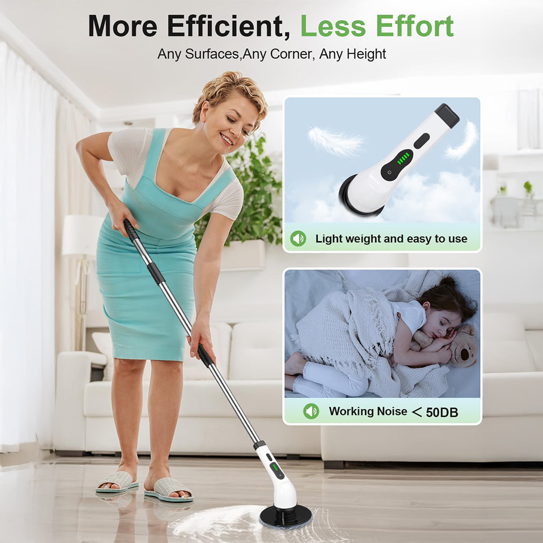Rechargeable Quiet Cleaning Brush – 9 Brush Heads, 2-Speed Settings, IPX7 Waterproof