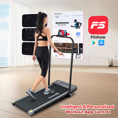 Compact Folding Walking & Running Treadmill Machine, 150 kg Capacity, App Control, 5.2% Manual Incline & Ultra-Quiet Motor