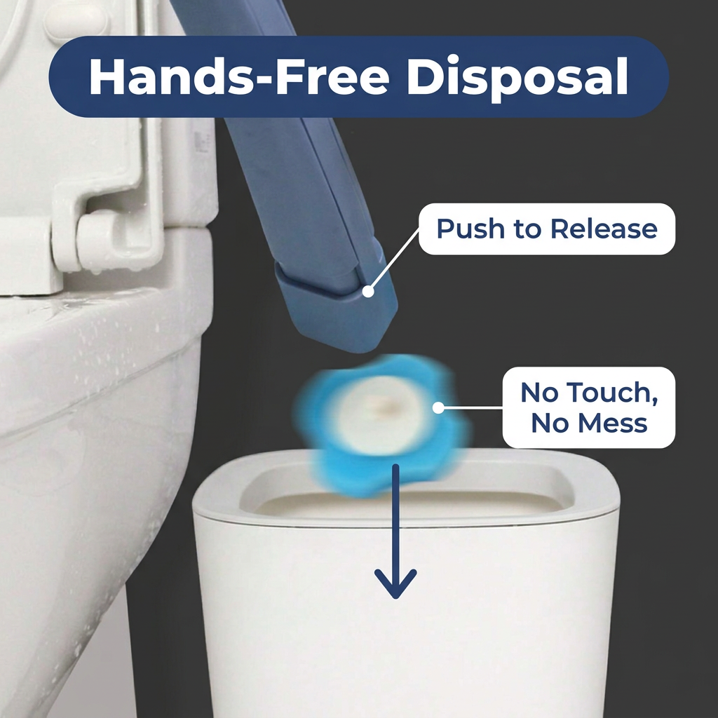 Disposable Toilet Cleaning Brush with 8 Replaceable Sponge Pads – Easy Use & Hygienic Bathroom Cleaner