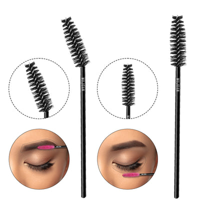 50 PCS Disposable Eyelash, Makeup Mascara and Eyebrow Brush (Black)
