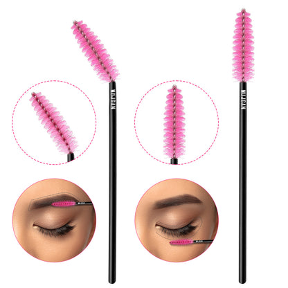 50 PCS Disposable Eyelash, Makeup Mascara and Eyebrow Brush (Black-Pink)
