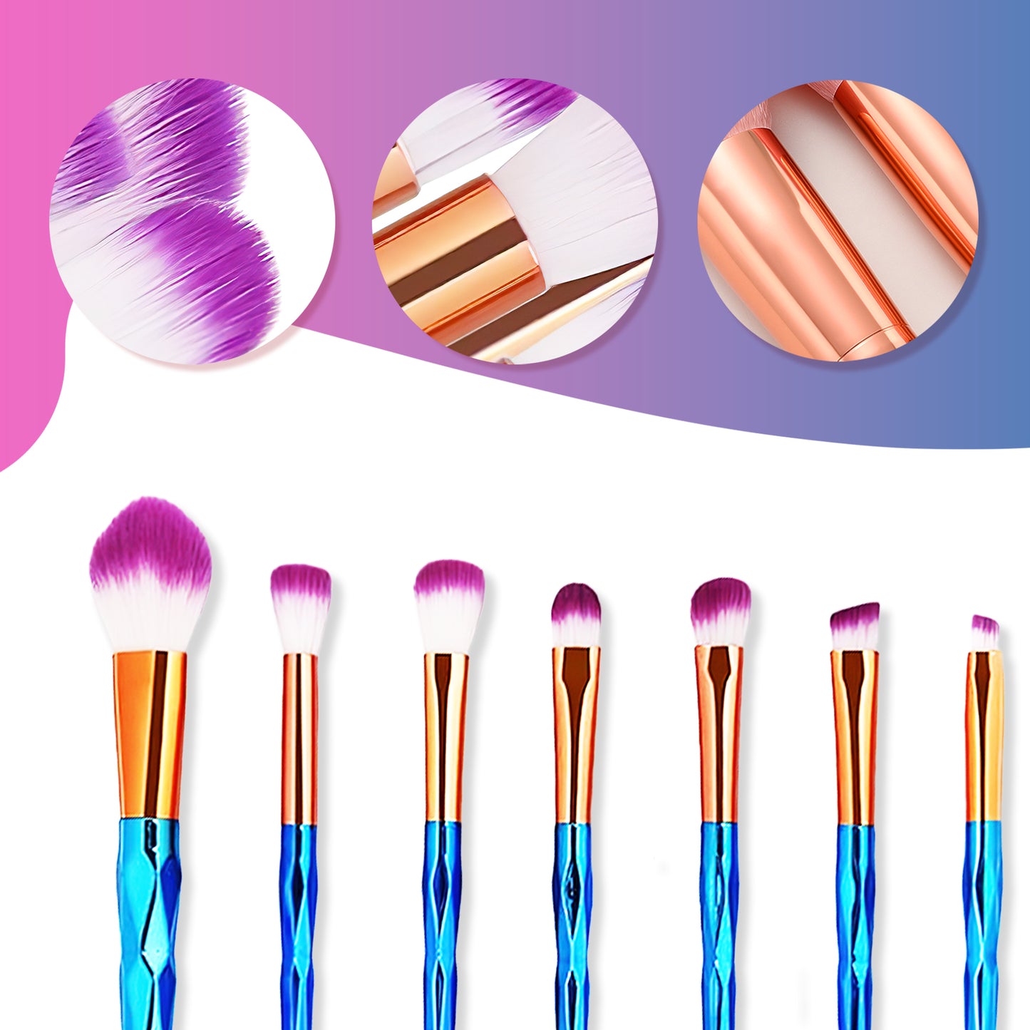 20 PCS Unicorn Makeup Brush Set (Purple-Dark Blue)
