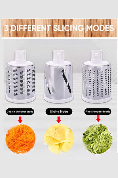 Manual Fruit & Vegetable Slicer Grater with 3 Attachments and Suction Base