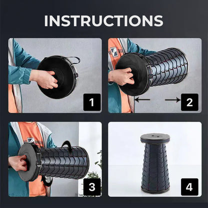 Portable Folding Stool with Adjustable Height for Camping and Travel