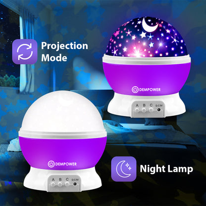 360° Rotation Star Projector Night Light (Purple)