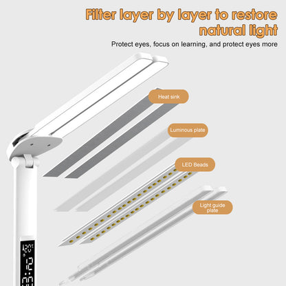 LED Desk Lamp with Digital Display, Touch Control and Phone Holder