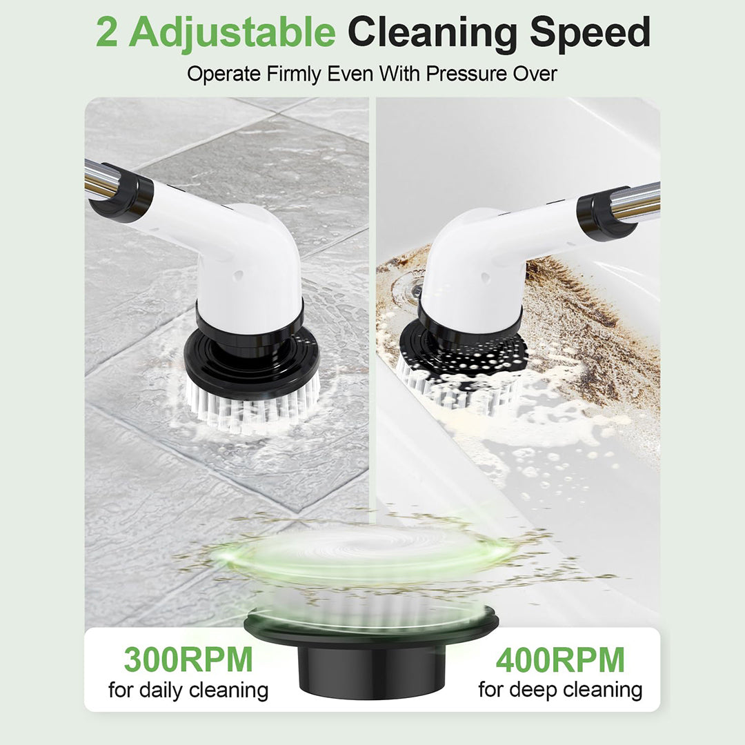 Rechargeable Quiet Cleaning Brush – 9 Brush Heads, 2-Speed Settings, IPX7 Waterproof