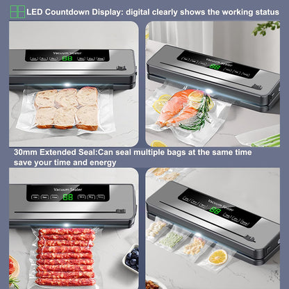 Automatic Vacuum Sealer Machine with LED Display and Dry/Wet Modes