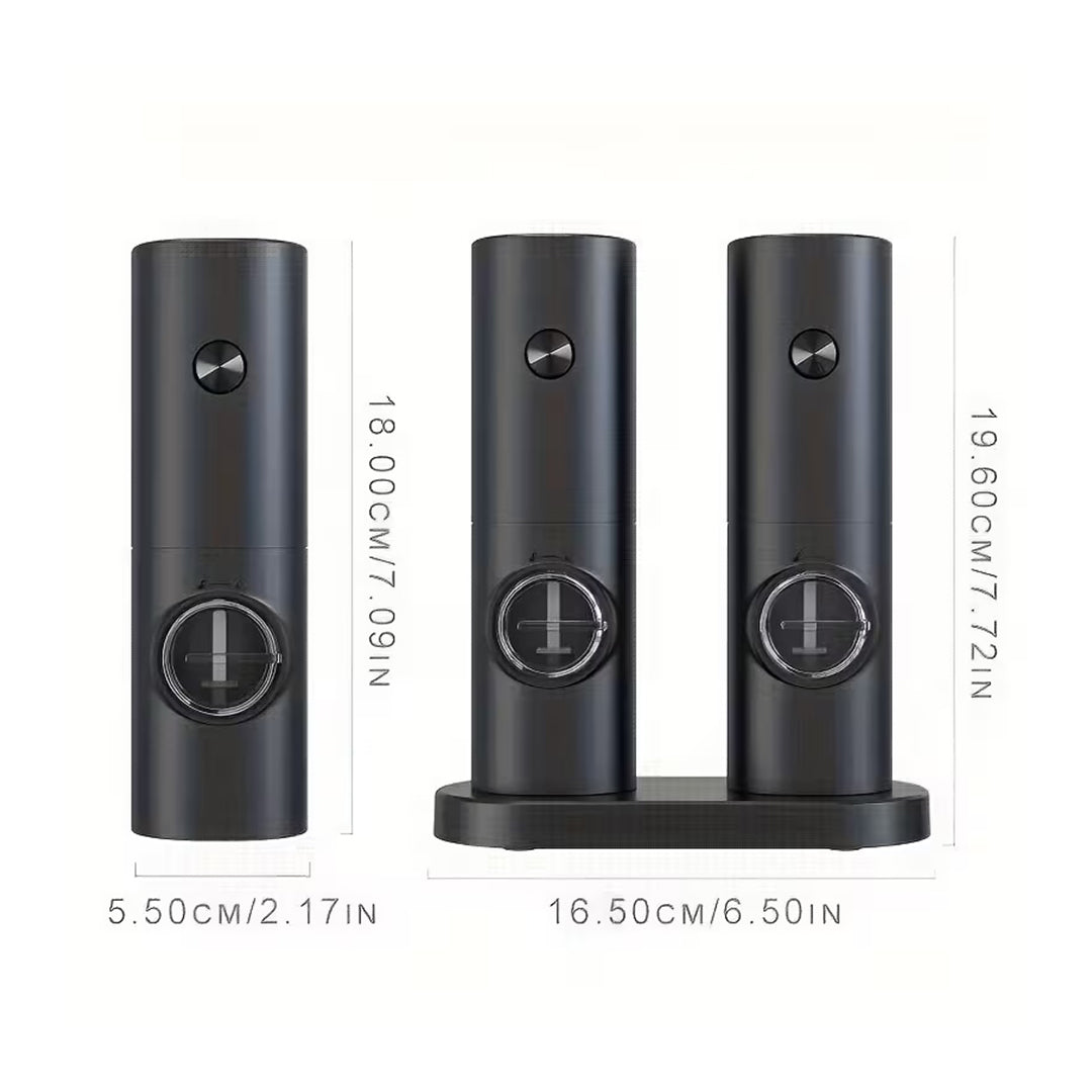 Salt & Pepper Grinder Set – 5 Levels Adjustable , Battery Operated with Stand