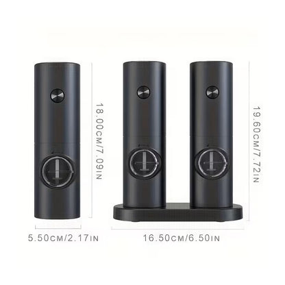 Salt & Pepper Grinder Set – 5 Levels Adjustable , Battery Operated with Stand