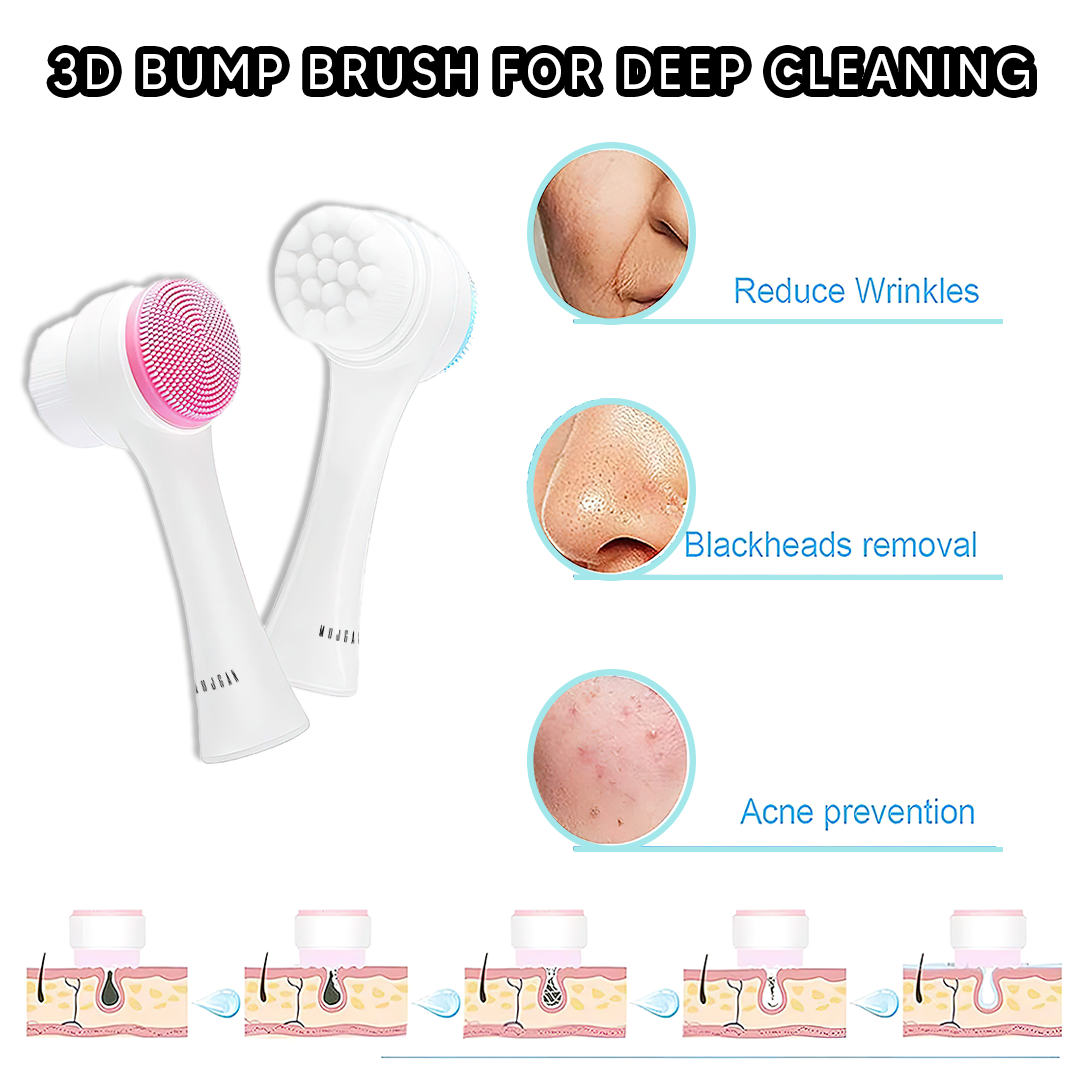 Double-Sided Manuel Face Cleansing Brush (Pink)