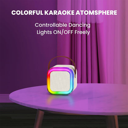 Portable Bluetooth Karaoke Speaker with 2 Wireless Microphones and RGB Lights