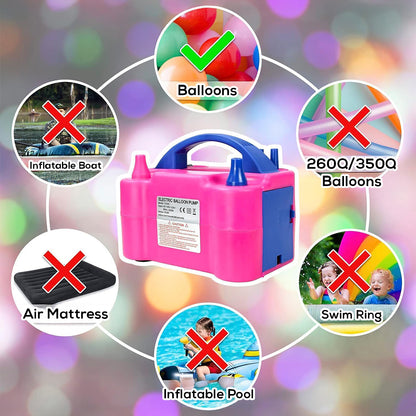 Electric Balloon Pump – Dual Nozzle Balloon Inflator with Automatic & Semi-Automatic Modes