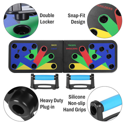 Color-Coded Foldable Push-Up Board for 4 Muscle Groups