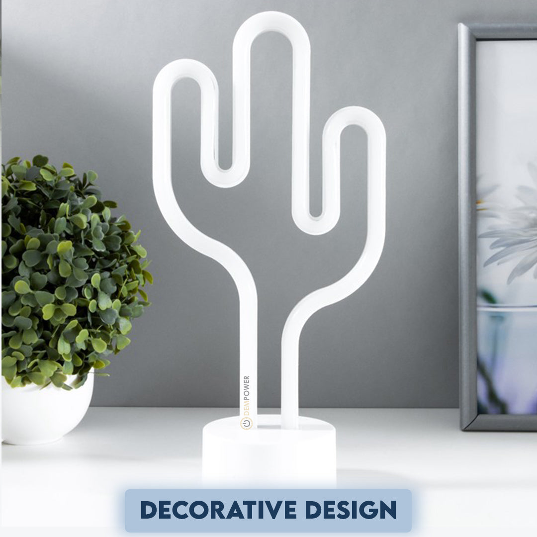 Enchanting LED Cactus Neon Light in Warm White for Decor