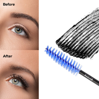 50 PCS Disposable Eyelash, Makeup Mascara and Eyebrow Brush (Black-Blue)