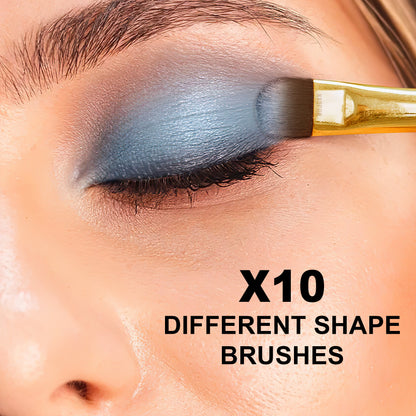10 PCS Professional Makeup Brush Set (Green)