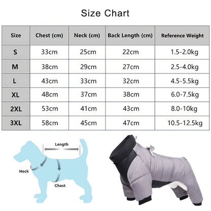 L Size Windproof & Waterproof Full Body Warm Dog Coat (Blue)