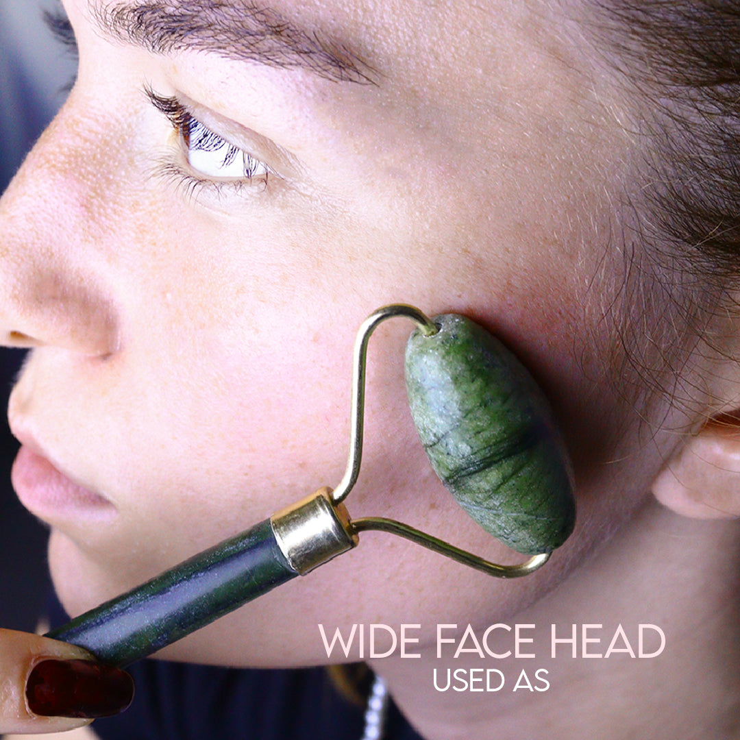 3 PCS Set Jade Roller Gua Massage Stone Mask Applicator (Random Colour)