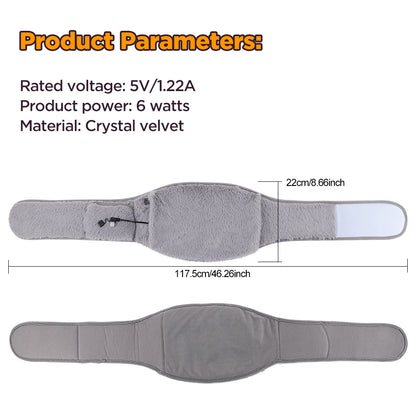 USB Heated Waist & Hand Warmer Belt with 3 Heat Levels – Soft Crystal Velvet Heating Wrap with Power Bank Pocket