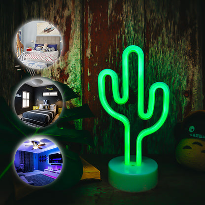Enchanting LED Cactus Neon Light in Warm White for Decor