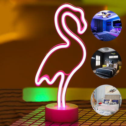 Enchanting LED Flamingo Neon Light in Warm White for Decor