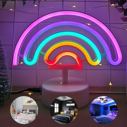 Enchanting LED Rainbow Neon Light in Warm White for Decor