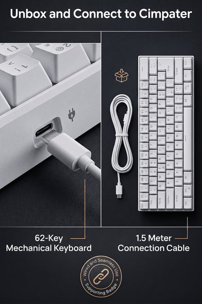 62-Key Mechanical Gaming Keyboard with 12 RGB Modes, Wired USB Compact Keyboard for PC and Laptop
