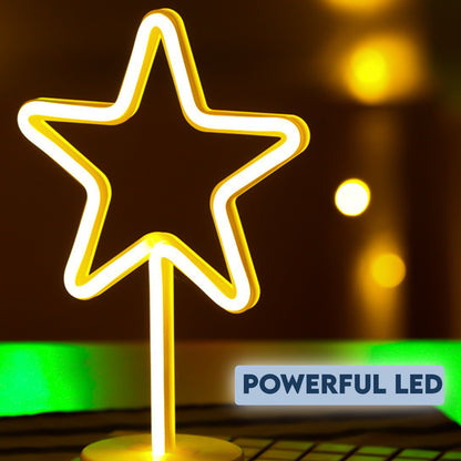 Enchanting LED Star Neon Light in Warm White for Decor