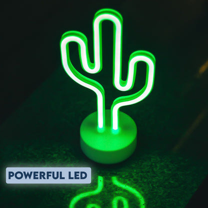 Enchanting LED Cactus Neon Light in Warm White for Decor